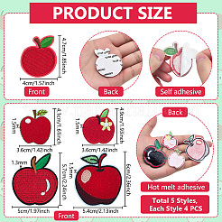 20 Stück 5 Stile Apfel Polyester Stickgarn zum Aufbügeln/Aufnähen von Patches&nbsp;PATC-PH0001-58