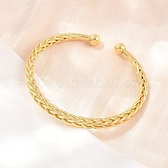 Armreifen aus Messing mit Weizenkettenmuster für Damen&nbsp;BJEW-P397-01G