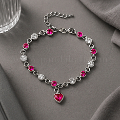 2шт 2 цвета сердце сплава стразы подвески браслеты&nbsp;BJEW-HY0001-06