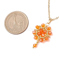 Collares colgantes con cuentas de vidrio de colores AB y cuentas de semillas hechas a mano con flores&nbsp;NJEW-MZ00084-03