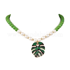 Ожерелья из круглых бусин из листового сплава с эмалью&nbsp;NJEW-JN05350-02