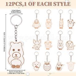 Наборы деревянных брелоков с изображением животных&nbsp;KEYC-YWC0001-04