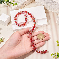 1 нить бусины ручной работы из песочного золота в технике лэмпворк&nbsp;LAMP-TA0002-09C