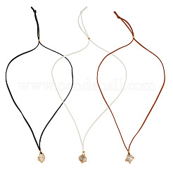 3 collana con ciondolo in finta pelle scamosciata e macramè&nbsp;NJEW-TAC0052-01