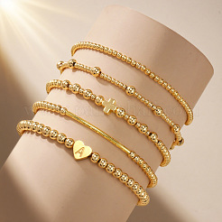 Set di braccialetti elasticizzati con perline in ottone e acciaio inossidabile&nbsp;VB9693-1