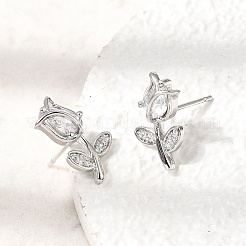 Pendientes de tuerca de circonio cúbico con micro pave de latón&nbsp;LS-KK-CBA8324-19P-01