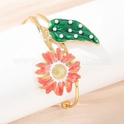 Браслеты-манжеты из нержавеющей стали 304 с эмалью для женщин&nbsp;BJEW-A049-02B-G