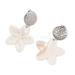 Boucles d'oreilles pendantes en coquillage d'eau douce sculpté&nbsp;EJEW-JE07398