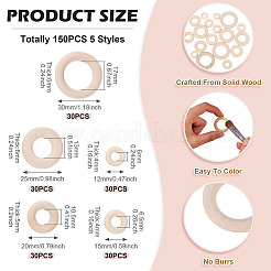 150 шт. 5 стиля деревянных соединительных колец&nbsp;WOOD-TA0002-85