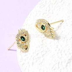 Boucles d'oreilles puces en laiton serties de micro-pavés de zircone cubique&nbsp;EJEW-C186-20G-03