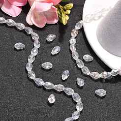 1strand Elektroplatte Glas facettierte Tropfen Perlen Stränge&nbsp;X-EGLA-D015-12x8mm-01
