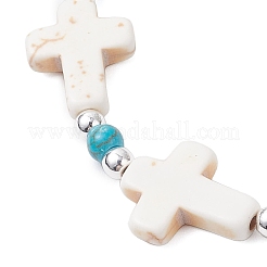 Braccialetti con perline in turchese sintetico ed ematite non magnetica per donna&nbsp;BJEW-JB12222-01