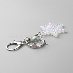 Porte-clés pendentif en résine laser flocon de neige&nbsp;KEYC-WH0021-45P-04
