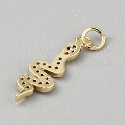Schlangen-Anhänger aus Messing mit Mikropflaster und Zirkonia&nbsp;KK-CJC0026-01G