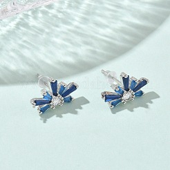 Серьги-гвоздики из латуни с микропаве и кубическим цирконием в виде фейерверков для женщин&nbsp;EJEW-F404-02P