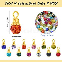 24 pendentif strass en argile polymère fait à la main&nbsp;PALLOY-SW0026-01