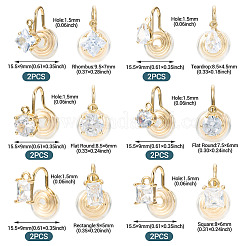 12 шт. 6 стиля латунная микропаве прозрачная кубическая циркониевая фурнитура для ушей&nbsp;KK-TA0003-24
