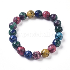 Bracciali elasticizzati in diaspro / kiwi naturale tinto diaspro&nbsp;BJEW-L670-01C