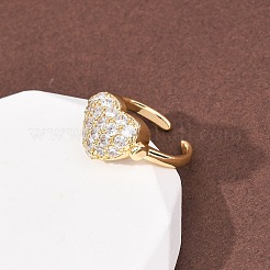 Messing Micro Pave Zirkonia Manschette offene Ringe&nbsp;RJEW-C153-02G