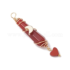 6 шт. 6 стиля подвески в форме пули в форме сердца из натурального сердолика&nbsp;PALLOY-JF03482-03