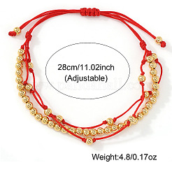 Регулируемые многорядные браслеты из круглых латунных бусин&nbsp;XW4169-2