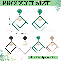 4 пара двухцветных сережек-гвоздиков из сплава&nbsp;EJEW-ME0001-12