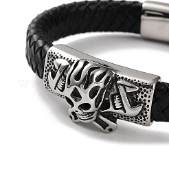 Geflochtene Armbänder aus schwarzem PU-Leder für Herren&nbsp;BJEW-K243-16AS