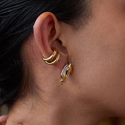 Pendientes de clip de doble capa de acero inoxidable 304 para mujer&nbsp;EX6608