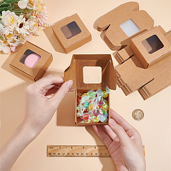 Подарочная коробка из крафт-бумаги с видимым окошком&nbsp;CON-WH0088-74A