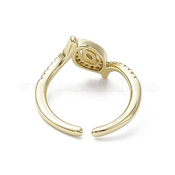 Offene Manschettenringe mit Gestellbeschichtung aus Messing mit Mikropavé-Zirkonia&nbsp;RJEW-K257-41G