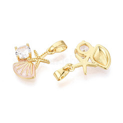 Латунные микропаве прозрачные кубические циркониевые подвески&nbsp;KK-N259-09A-G