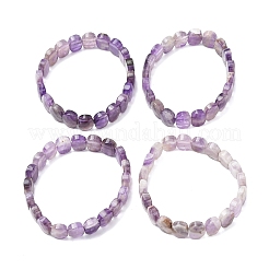 Braccialetti elastici con perline sfaccettate in ametista naturale per donna&nbsp;BJEW-K251-07F