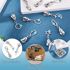 18 шт. 9 стиля сменные ползунки из сплава смолы&nbsp;HJEW-TAC0099