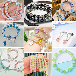 450 pièce de 4 styles de perles en verre craquelé peintes en aérosol&nbsp;CCG-PA0001-09E
