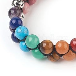 Chakra geflochtene Perlenarmbänder aus natürlichem Rhodonit&nbsp;BJEW-O164-A02