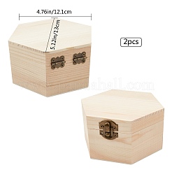 Boîte à bijoux en bois de pin non fini&nbsp;CON-WH0072-08