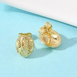 Латунный овал с человеческими серьгами-гвоздиками&nbsp;EJEW-F400-24A-G