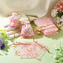30 Stück goldgeprägte Organza-Geschenktüten mit Mond- und Sternmotiv und Kordelzug&nbsp;ABAG-TA0002-21G