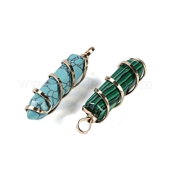 Подвески с шестиугольной призмой из натуральных и синтетических смешанных драгоценных камней с двойным наконечником&nbsp;G-C140-03