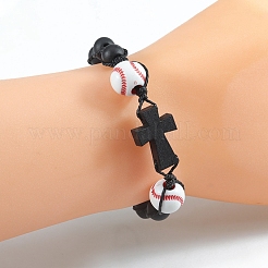Bracelets de perles tressées en bois&nbsp;PW-WG323F1-01