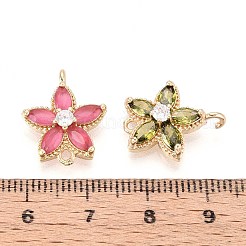 Подвески-цветочки с латунным паве из кубического циркония&nbsp;KK-T078-27G