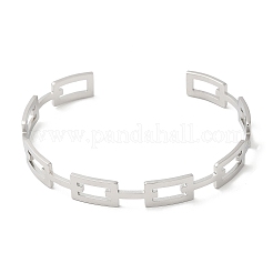 Не тускнеющие полые прямоугольные браслеты-манжеты из нержавеющей стали 304&nbsp;LS-BJEW-H322-01P