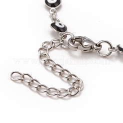 Bracciale a cuore smaltato con catene a maglie malocchio&nbsp;BJEW-P271-06P-04