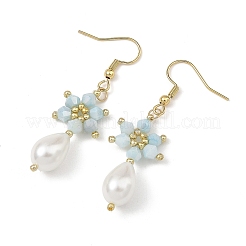 Boucles d'oreilles pendantes en perles de verre biconiques en forme de larme&nbsp;EJEW-MZ00765-01