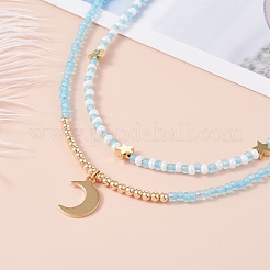 Set di collane con ciondolo stella e luna per ragazze adolescenti&nbsp;NJEW-JN03738-04