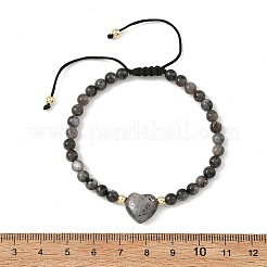 Braccialetti regolabili da donna con perline intrecciate a forma di cuore e rotonde&nbsp;BJEW-JB14511