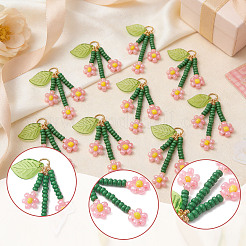 10 pz pendenti di fiori con perline di vetro&nbsp;PALLOY-SZ00069