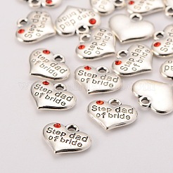 Antico tono argento tema di nozze cuore della lega di stile tibetano con passo papà di sposa charms di strass&nbsp;TIBEP-N005-22E