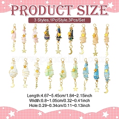3 шт. 3 стиля гальванизированные натуральные кварцевые кристаллы большие подвески&nbsp;PALLOY-YW00079-01