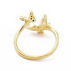 Открытое кольцо-манжета с бабочкой из прозрачного кубического циркония&nbsp;X-RJEW-B028-26G